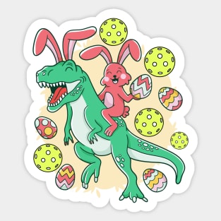 Pickleball Easter Bunny Funny T-Rex Sticker